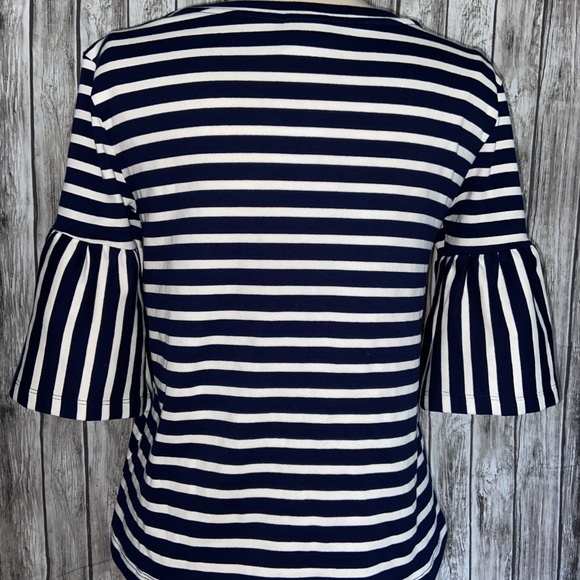W5 Anthropologie Striped Blouse Navy Blue Size S - Picture 3 of 5